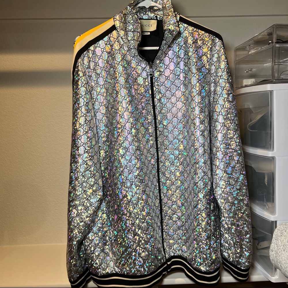 Gucci Track Jacket shiny hologram Silver
